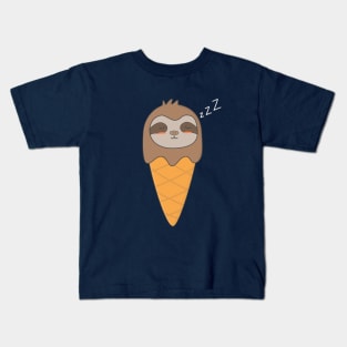 Kawaii Lazy Sloth Ice Cream Cone T-Shirt Kids T-Shirt